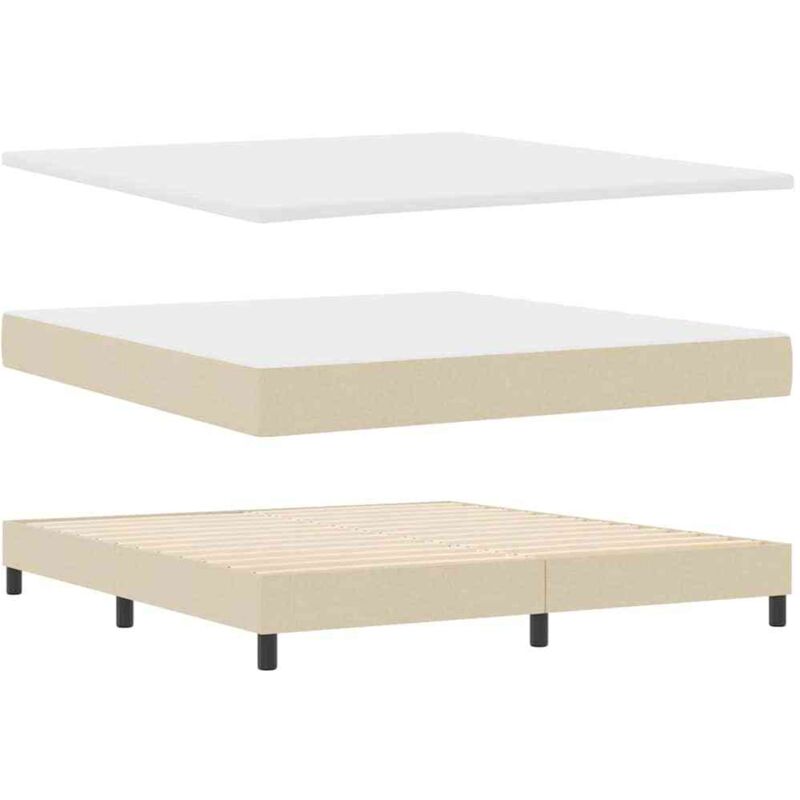 vidaXL Box Spring Bed with Mattress - Cream, 180 x 200 cm, Fabric
