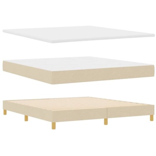 vidaXL Box Spring Bed with Mattress, Cream, 180 x 200 cm, Fabric