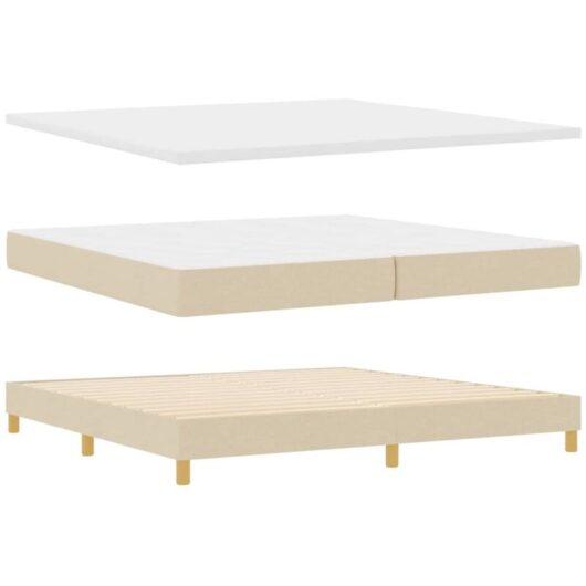 vidaXL Box Spring Bed with Mattress Cream 200x200 cm Fabric