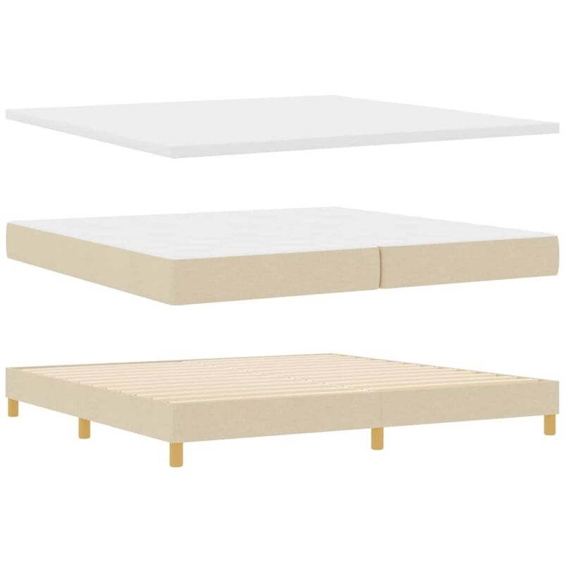 vidaXL Box Spring Bed with Mattress Cream 200x200 cm Fabric