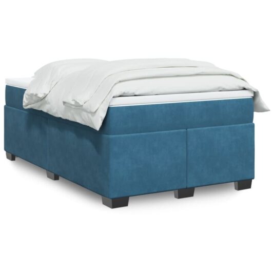 vidaXL Box Spring Bed with Mattress Dark Blue 120x200 cm Velvet