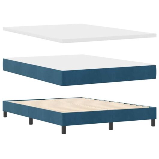 vidaXL Box Spring Bed with Mattress Dark Blue 160x200 cm Velvet