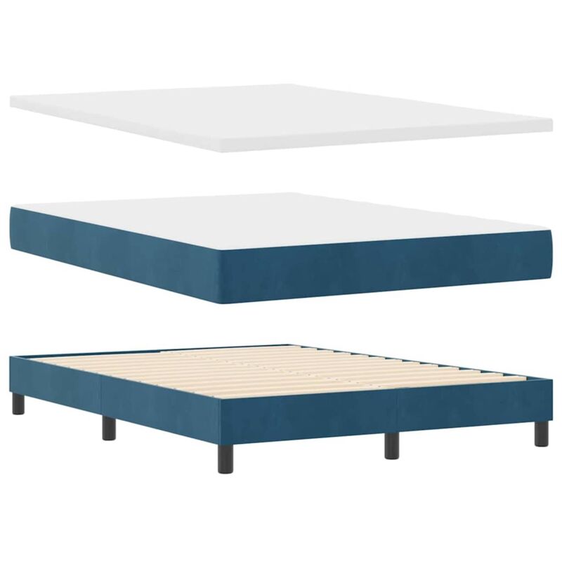 vidaXL Box Spring Bed with Mattress Dark Blue 160x200 cm Velvet