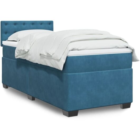vidaXL Box Spring Bed with Mattress Dark Blue 80x200 cm Velvet