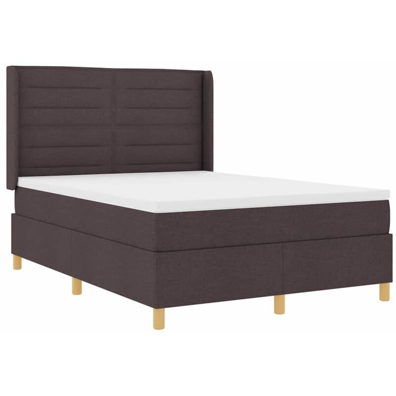 vidaXL Box Spring Bed with Mattress - Dark Brown, 140x200 cm, Fabric