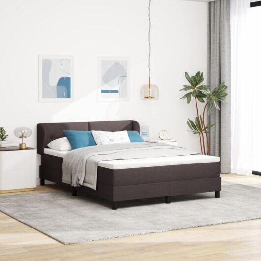 vidaXL Box Spring Bed with Mattress Dark Brown 140x200 cm Fabric