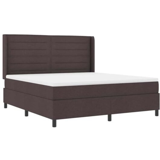 vidaXL Box Spring Bed with Mattress - Dark Brown, 180x200 cm, Fabric