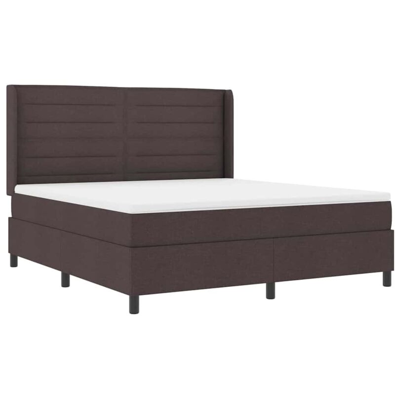 vidaXL Box Spring Bed with Mattress - Dark Brown, 180x200 cm, Fabric