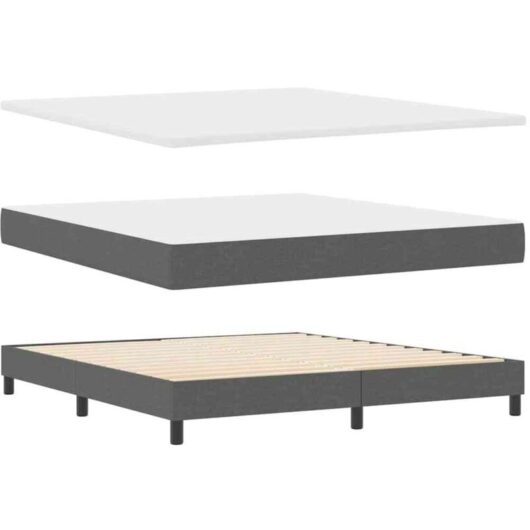 vidaXL Box Spring Bed with Mattress, Dark Grey, 180 x 200 cm, Fabric.