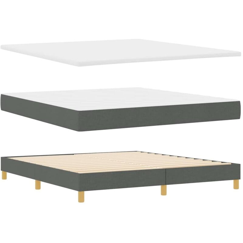 vidaXL Box Spring Bed with Mattress, Dark Grey, 180 x 200 cm, Fabric