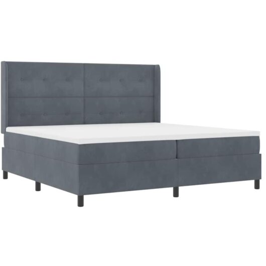 vidaXL Box Spring Bed with Mattress Dark Grey 200x200 cm Velvet