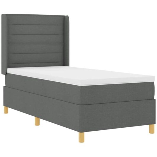 vidaXL Box Spring Bed with Mattress Dark Grey 80x200 cm Fabric