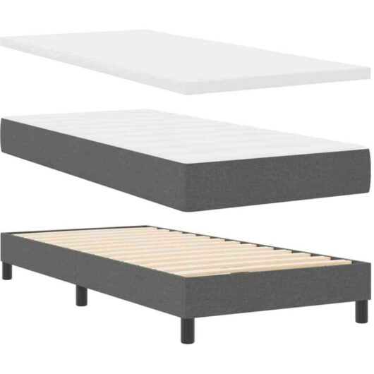 vidaXL Box Spring Bed with Mattress Dark Grey 90x190 cm Fabric