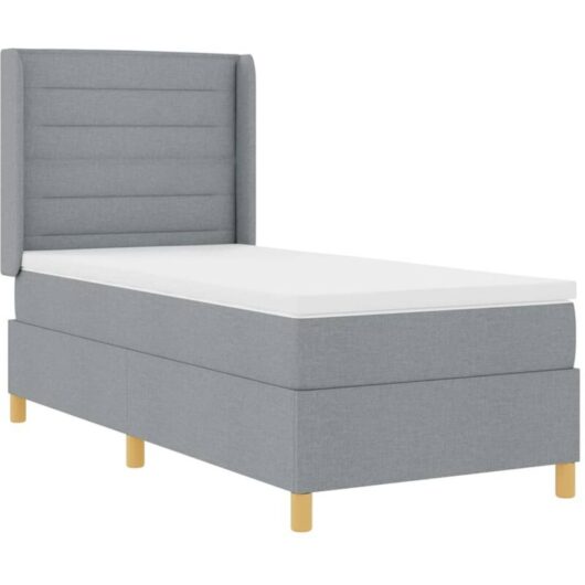 vidaXL Box Spring Bed with Mattress Light Grey 100x200 cm Fabric