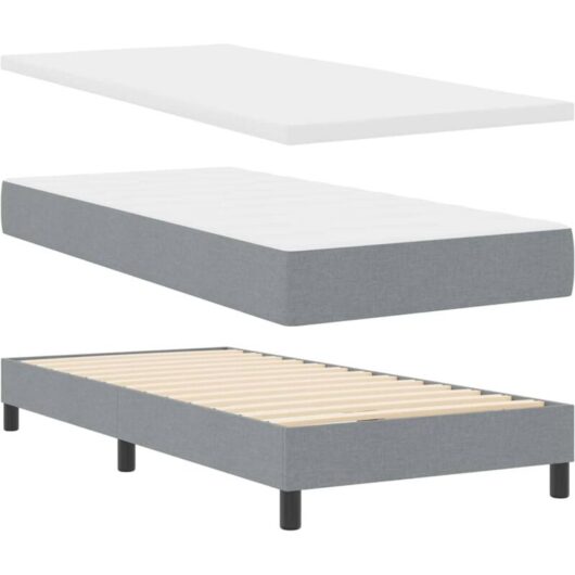 vidaXL Box Spring Bed with Mattress - Light Grey - 160 x 200 cm - Fabric