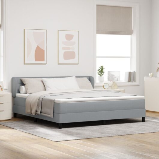 vidaXL Box Spring Bed with Mattress Light Grey 180x200 cm Fabric