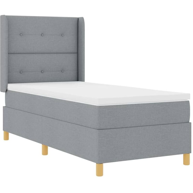 vidaXL Box Spring Bed with Mattress Light Grey 90x200 cm Fabric