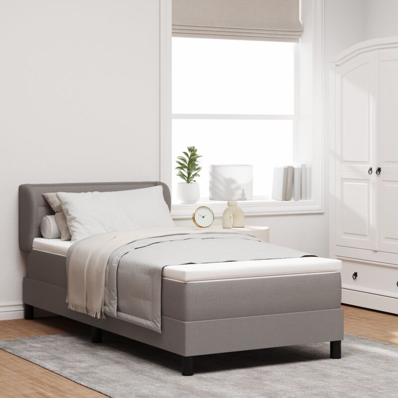 vidaXL Box Spring Bed with Mattress - Taupe - 90x200 cm - Fabric