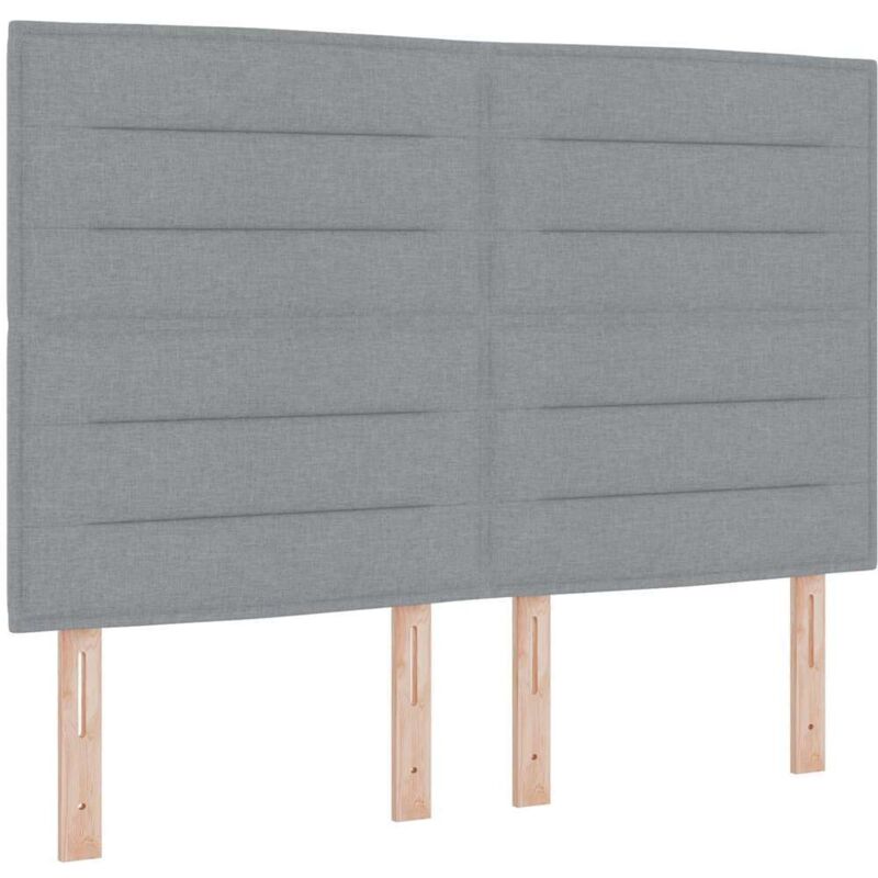 vidaXL Box Spring Bed with Mattress & LED Light Grey 140 x 200 cm Fabric