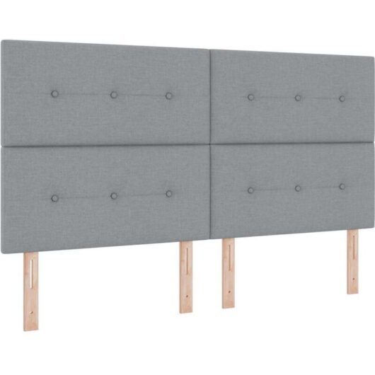 vidaXL Box Spring Bed with Mattress & LED Light - Light Grey, 180 x 200 cm Fabric