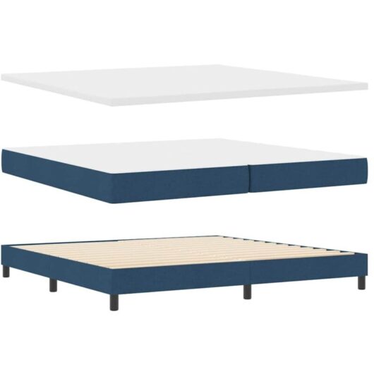 vidaXL Box Spring Bed with Mattress in Blue, 200x200 cm - Fabric