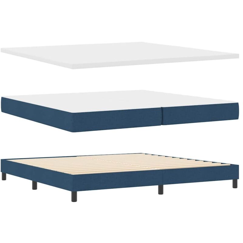 vidaXL Box Spring Bed with Mattress in Blue, 200x200 cm - Fabric