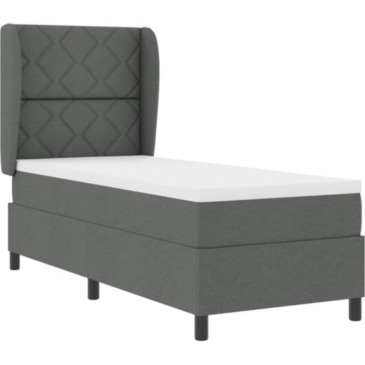 vidaXL Box Spring Bed with Mattress in Dark Grey, 80x200 cm, Fabric