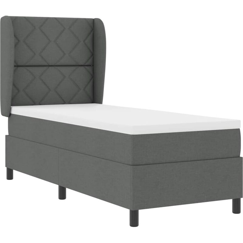 vidaXL Box Spring Bed with Mattress in Dark Grey, 80x200 cm, Fabric