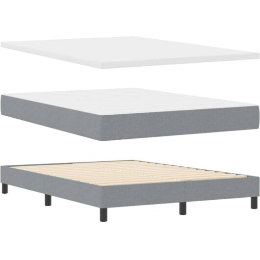 vidaXL Box Spring Bed with Mattress in Light Grey, 140 x 200 cm
