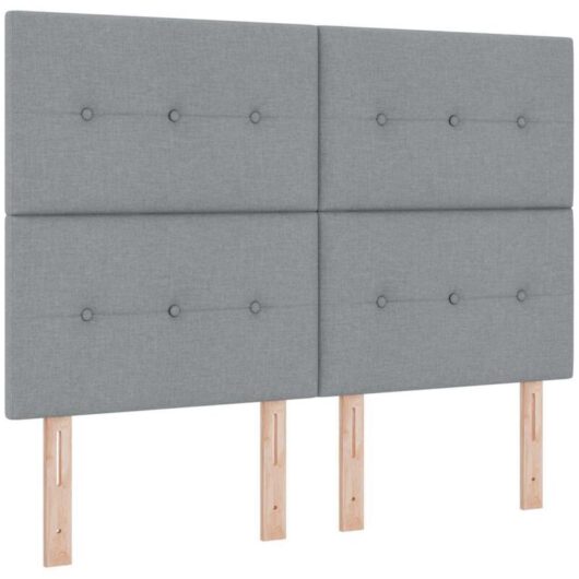 vidaXL Box Spring Bed with Mattress in Light Grey, 160x200 cm, Fabric