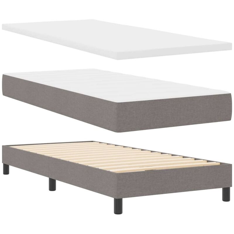 vidaXL Box Spring Bed with Mattress in Taupe, 140 x 200 cm, Fabric