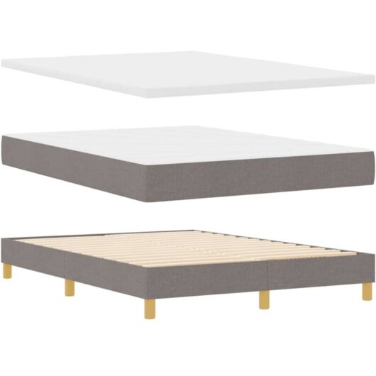 vidaXL Box Spring Bed with Mattress in Taupe - 140 x 200 cm, Fabric.