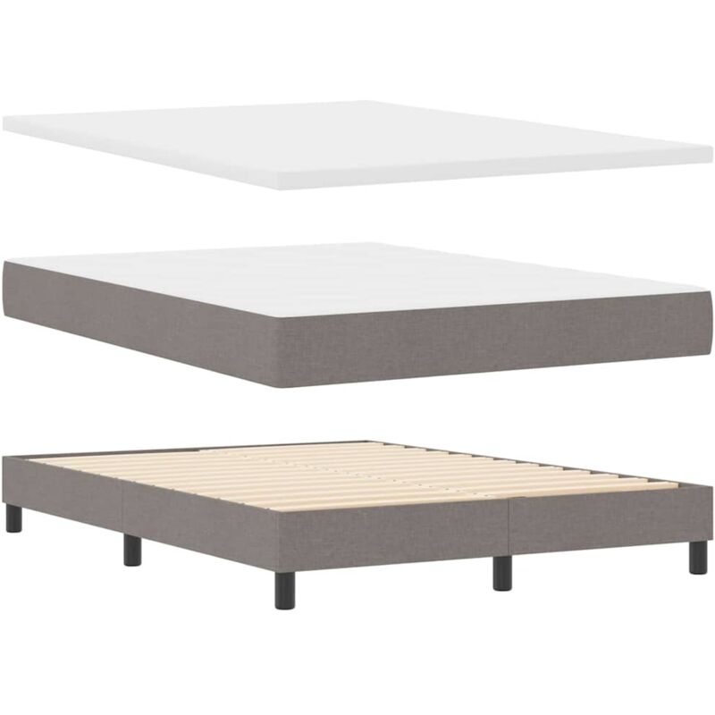 vidaXL Box Spring Bed with Mattress in Taupe - 160 x 200 cm Fabric