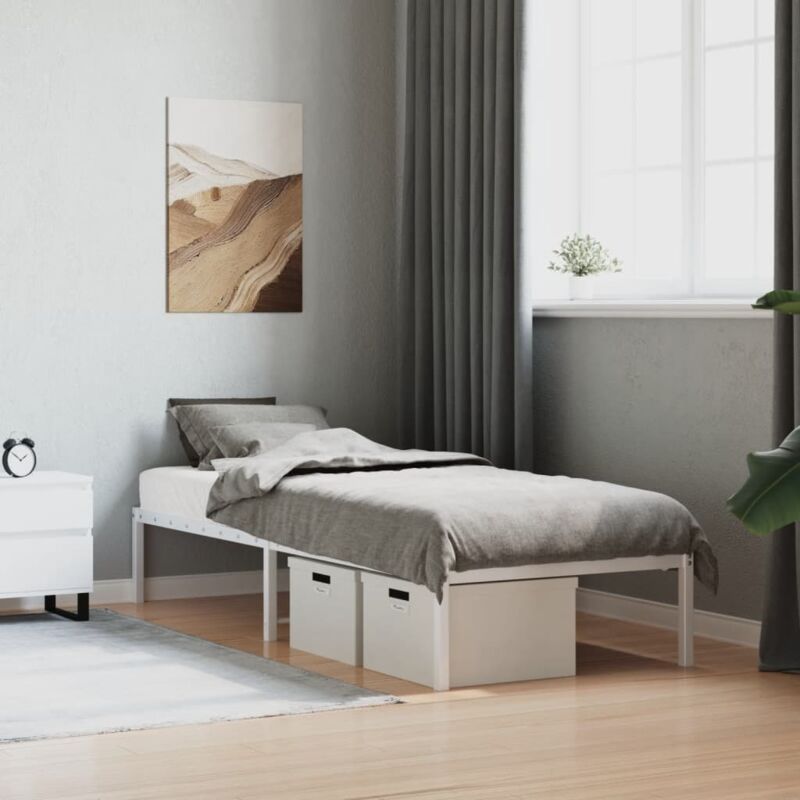 vidaXL Metal Bed Frame without Mattress White 80x200cm